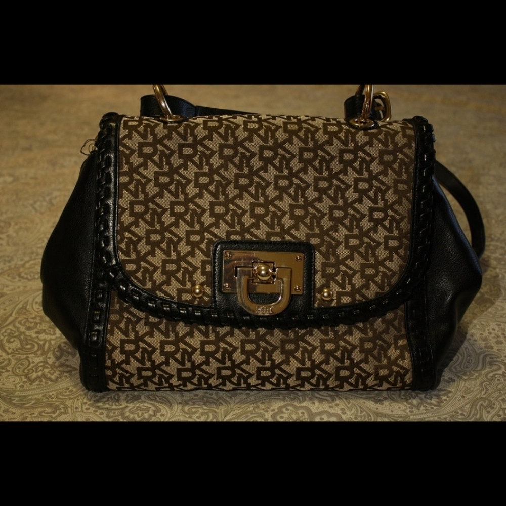 DKNY monogram flip lock satchel
